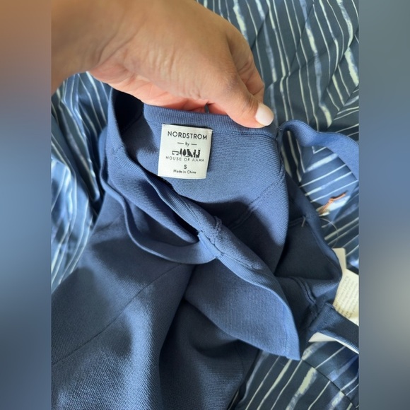 NWT Nordstrom House of Aama Lana Mixed Media Indigo Blue Women’s Dress Small - Picture 9 of 11